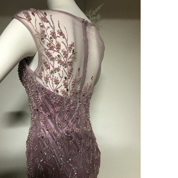 Le Chateau formal wedding bridesmaid gown dress embellished floral beaded tulle - Picture 10 of 13